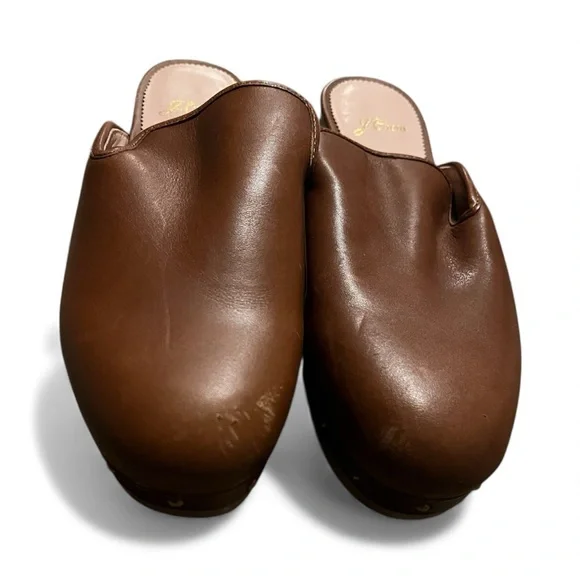 J. Crew Women's Rich Brown Leather Clogs - Picture 2 of 4